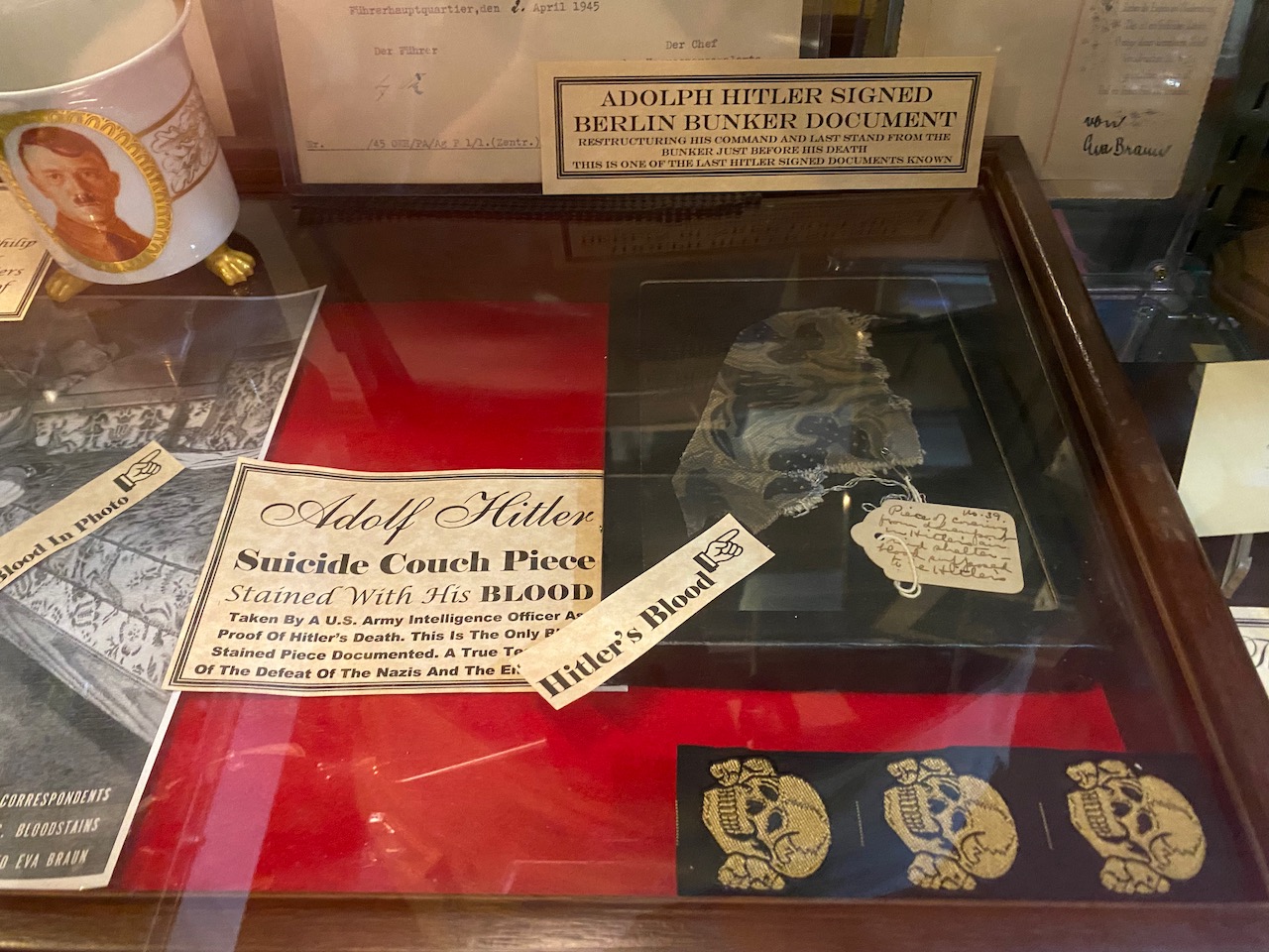 Gettysburg History Museum - hitlers suicide couch piece 02